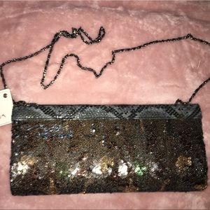 Big Buddha sparkly camo clutch